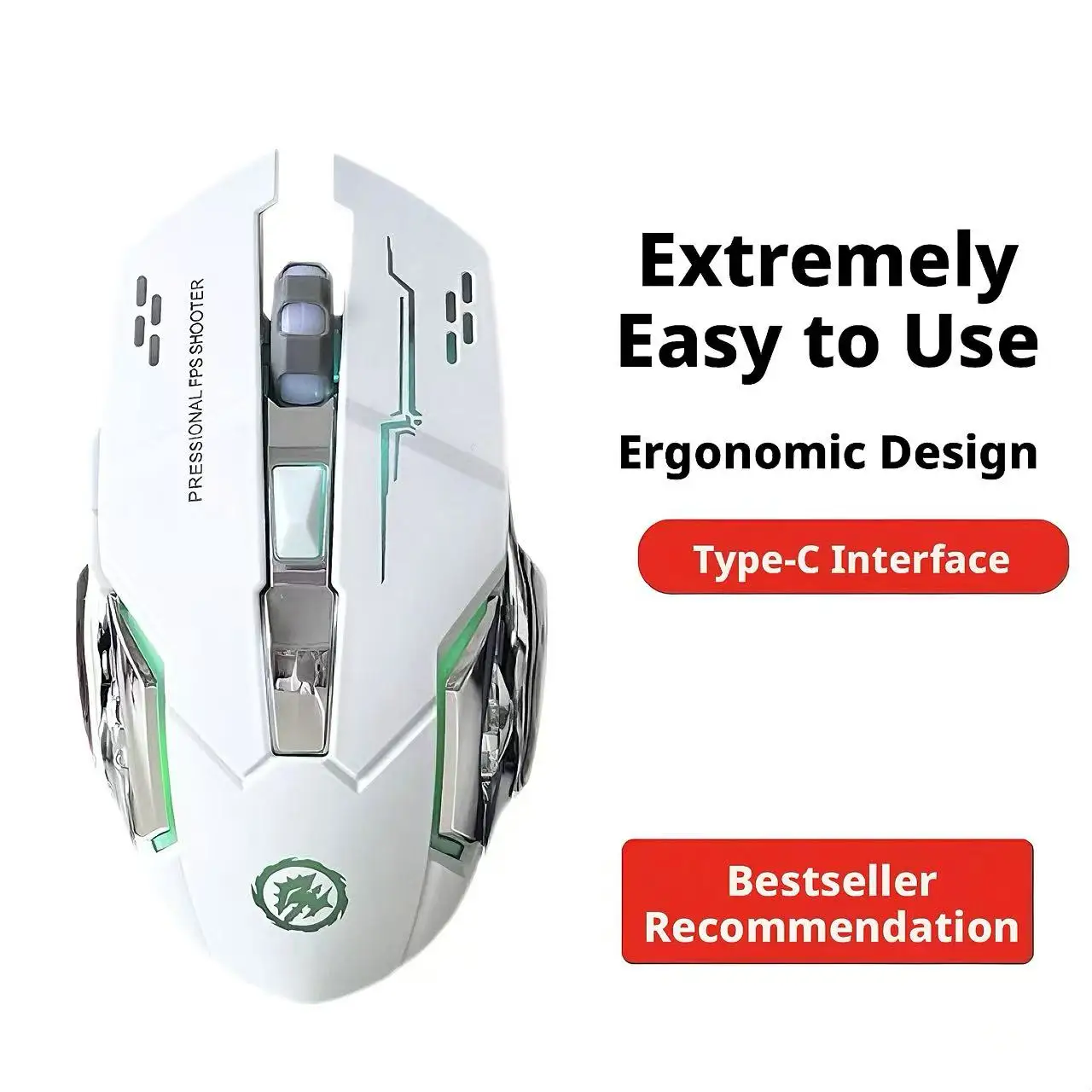 Pc Gaming X3D - Mouse gamer sem fio com luz