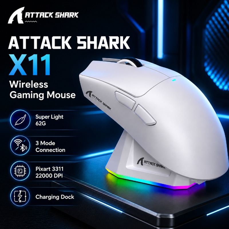 Pc Gaming X3D - Mouse Gamer Sem Fio ATTACK SHARK