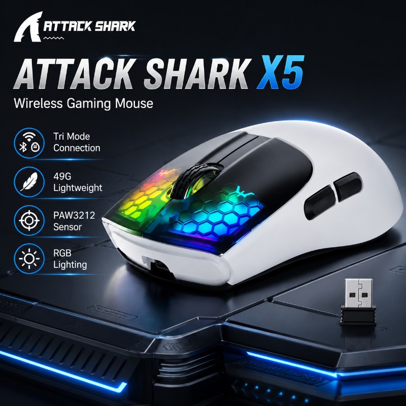 Pc Gaming X3D - Mouse Gamer Sem Fio ATTACK SHARK