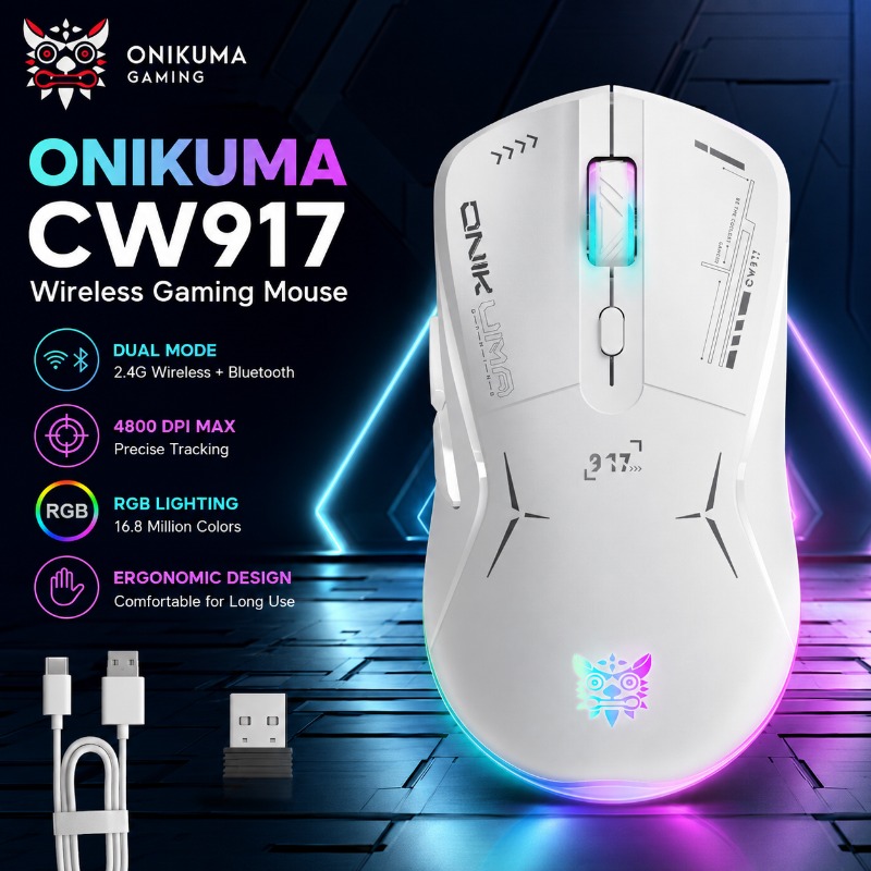 Pc Gaming X3D - Mouse Gamer Sem Fio/Com Fio ONIKUMA
