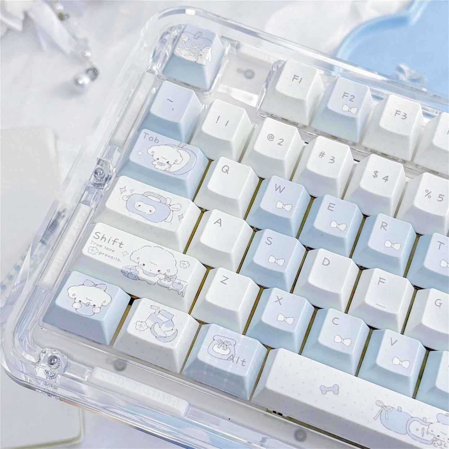 Pc Gaming Apple - Conjunto de Teclas PBT Azul Rosa