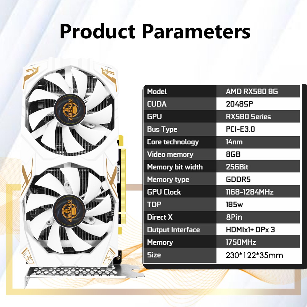 Placa de vídeo AIBOMAN AMD RX5 - Pc Gaming Graphics Card avaliação e preço